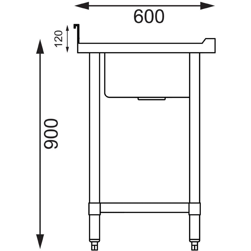 Vogue Single Bowl Sink L/H Drainer - 1000mm 90mm Drain