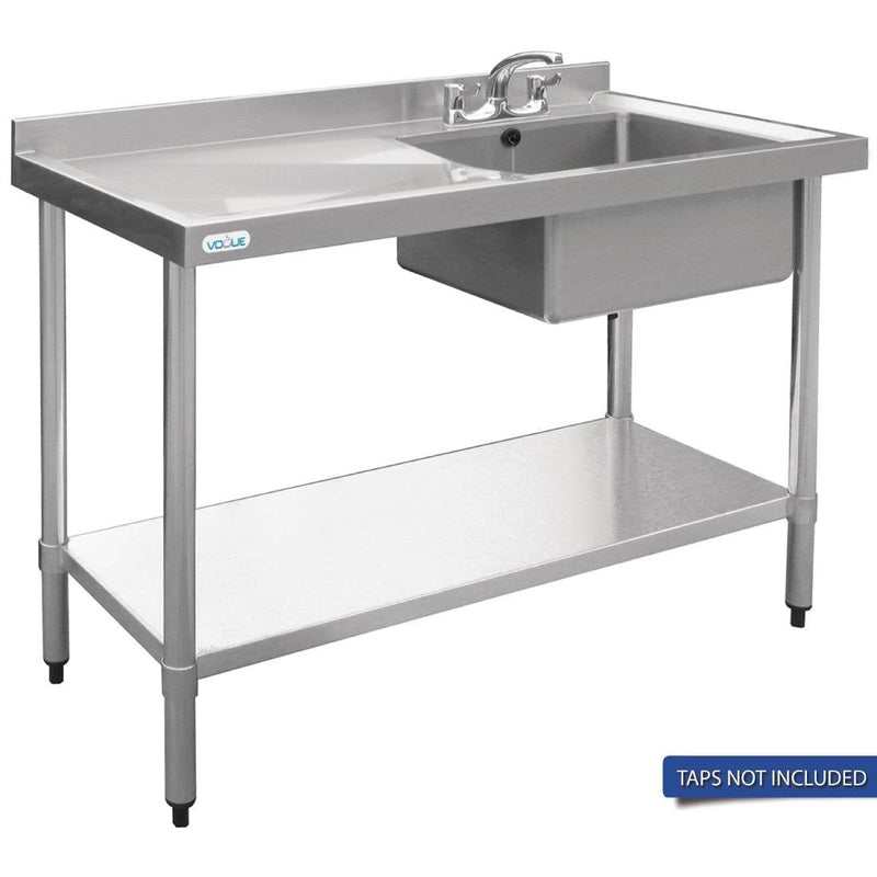 Vogue Single Bowl Sink L/H Drainer - 1200mm 90mm Drain