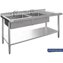 Vogue Double Bowl Sink R/H Drainer - 1500mm 90mm Drain HC904