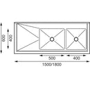 Vogue Double Bowl Sink L/H Drainer - 1800mm 90mm Drain HC908