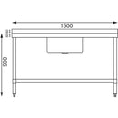 Vogue Single Bowl Sink Double Drainer - 1500mm 90mm Drain HC906