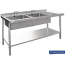 Vogue Double Bowl Sink R/H Drainer - 1800mm 90mm Drain HC907