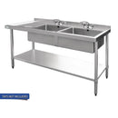 Vogue Double Bowl Sink L/H Drainer - 1800mm 90mm Drain HC908