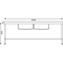 Vogue Double Bowl Sink Double Drainer - 2400mm 90mm Drain HC909