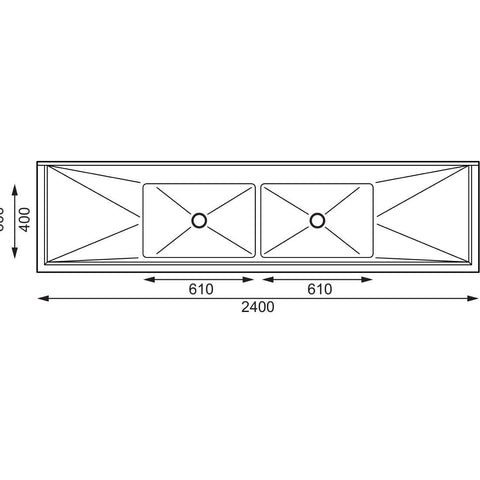HC909 Vogue Double Bowl Sink Double Drainer - 2400mm 90mm Drain HC909