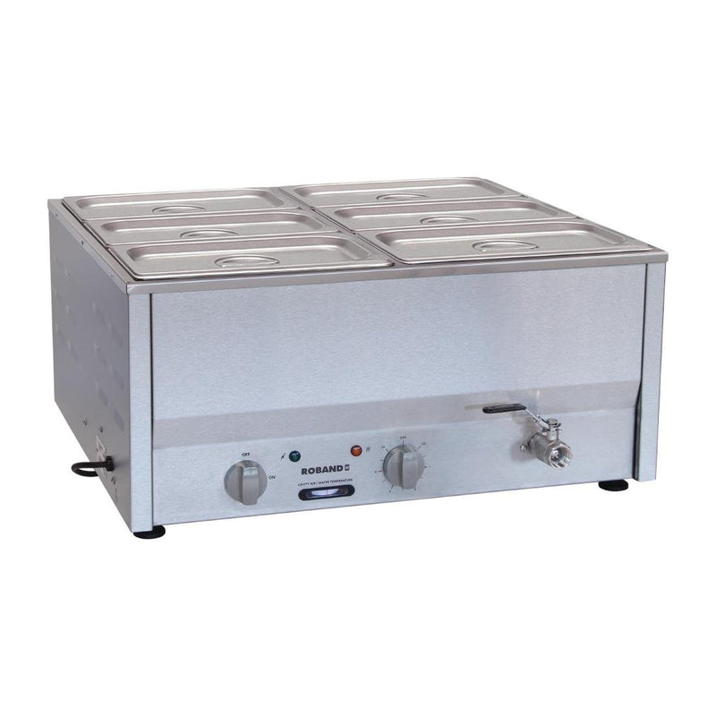 Roband Counter Top Bain Marie includes 6x 1/3 Size 150mm Pans & Lids