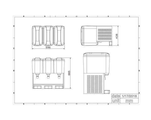 KF12L-3 F.E.D Triple Bowl Juice Dispenser KF12L-3