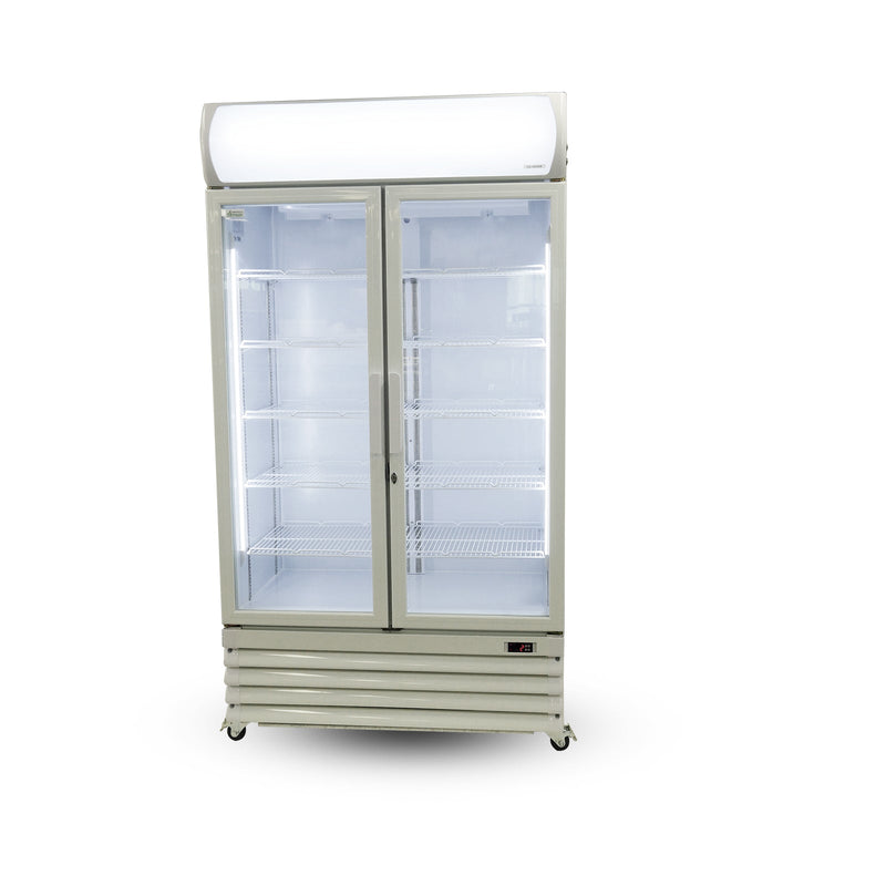 Thermaster Large Two Glass Door Colourbond Upright Drink Fridge LG-1000GE