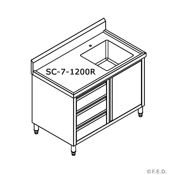 Modular Systems Cabinet With Right Sink SC-7-1200R-H