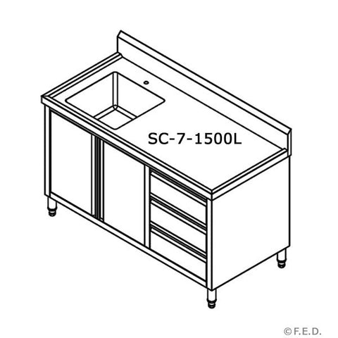 SC-7-1500L-H Modular Systems Cabinet With Left Sink SC-7-1500L-H
