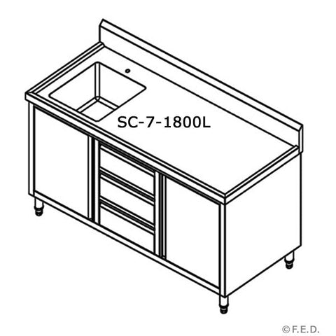 SC-7-1800L-H Modular Systems Cabinet With Left Sink SC-7-1800L-H