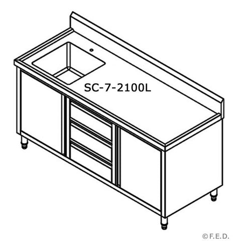 SC-7-2100L-H Modular Systems Cabinet With Left Sink SC-7-2100L-H