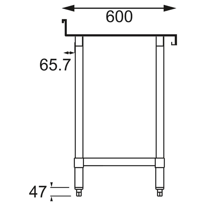 Vogue Stainless Steel Prep Table with Splashback 900mm