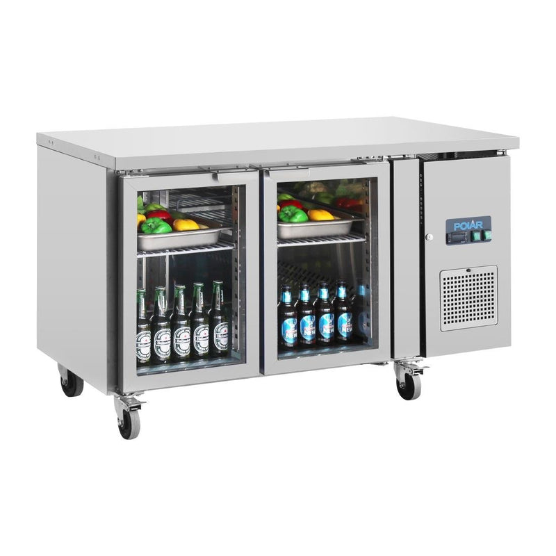 Polar U-Series Two Glass Door Counter Fridge